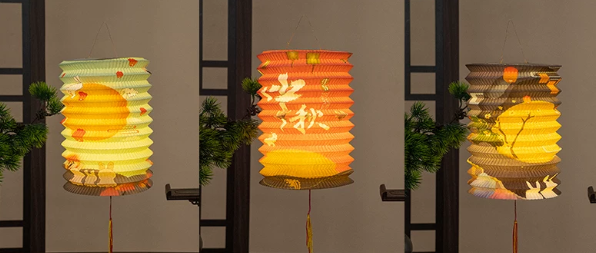 传统折叠纸灯笼款式示例，具体图案随机